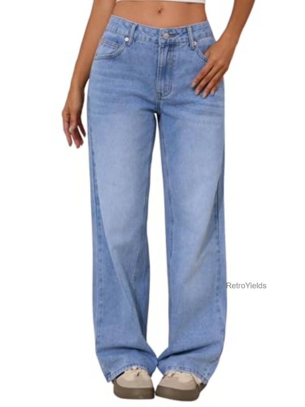 Low Rise Baggy Jeans Women Y2K Vintage Straight Leg Loose Fit Denim Pants